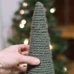 How to make DIY Christmas Trees using cones wrapped with rope, yarn, or jute.