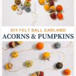How to make DIY felt ball pumpkins using felt balls, small sticks as stems, and embroidery floss to make the pumpkin indentations!