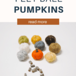 How to make DIY felt ball pumpkins using felt balls, small sticks as stems, and embroidery floss to make the pumpkin indentations!