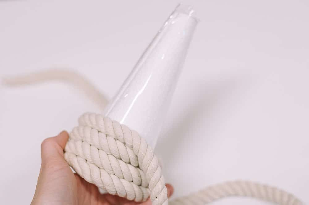 continue wrapping rope around the cone