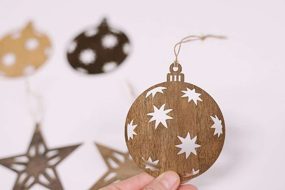 add twine to top of christmas ornament