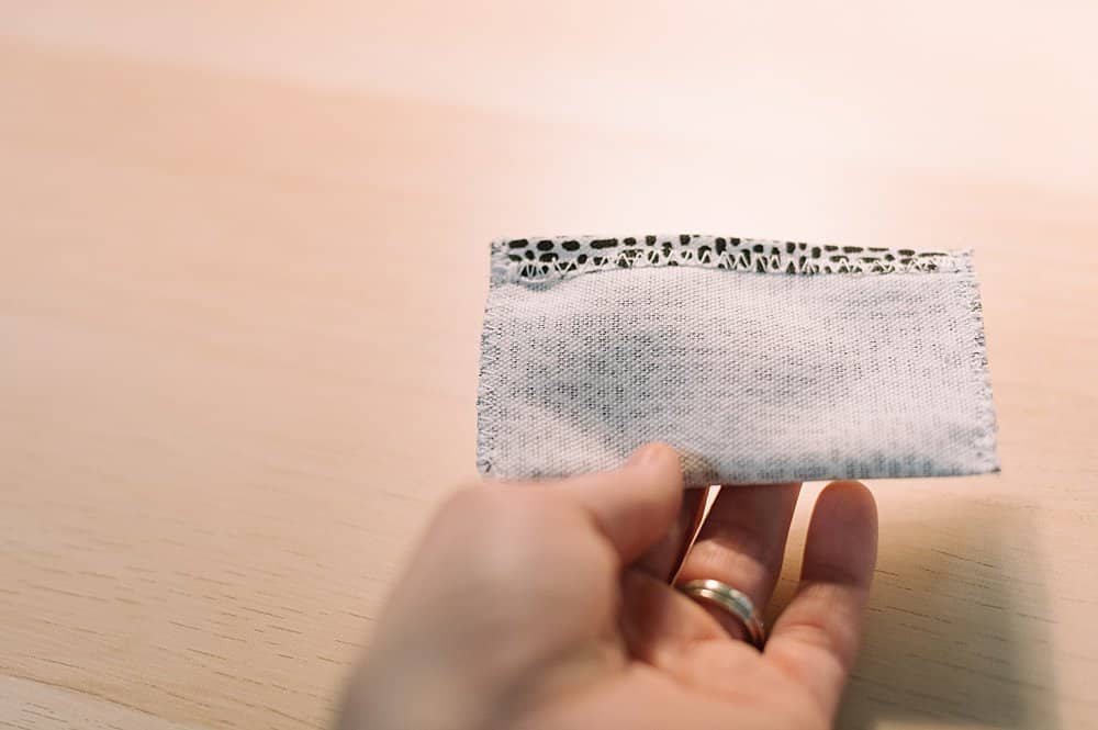 sew sides of gift card pouch together