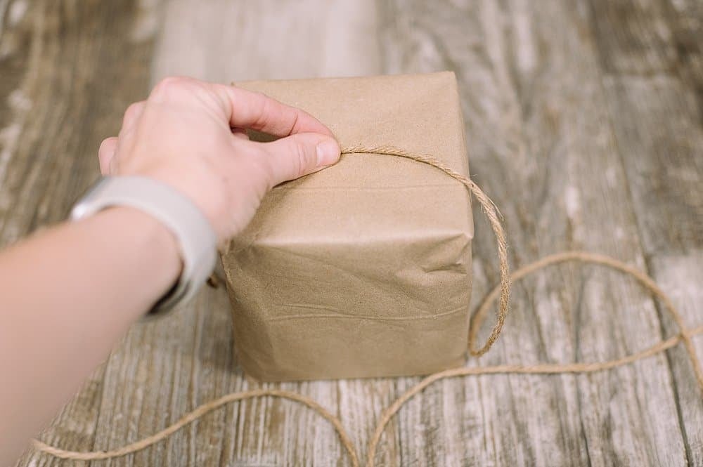 start with twine on the top of your present