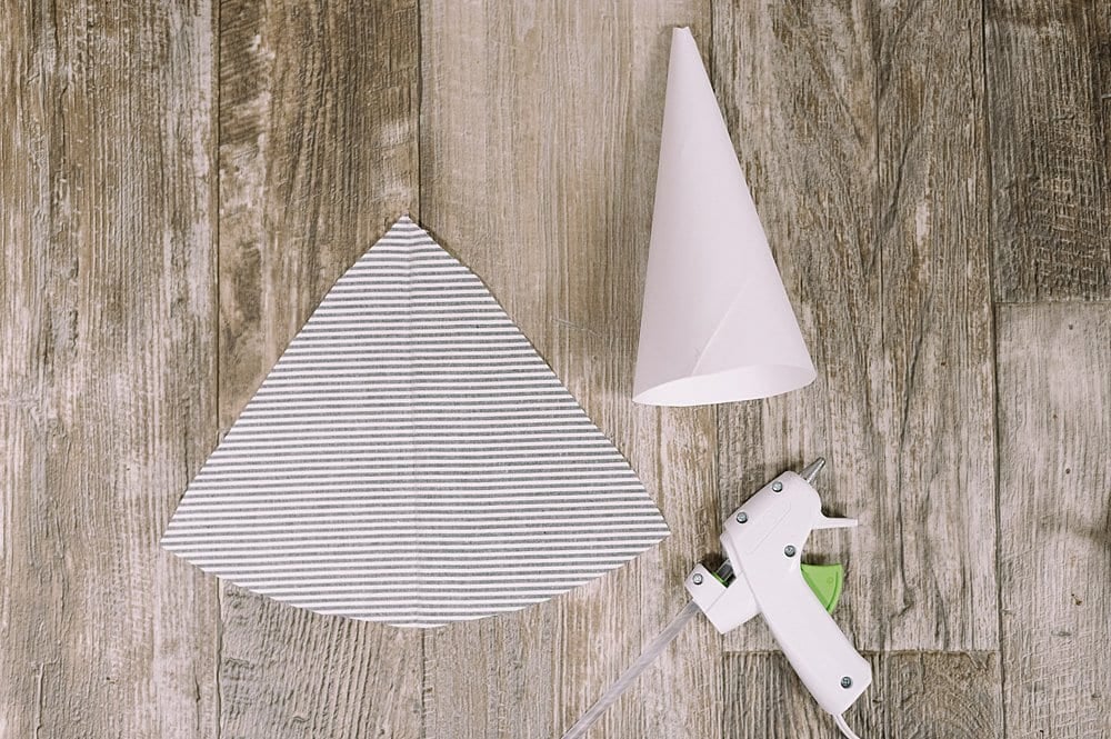 supplies for trees made from paper cones with fabric