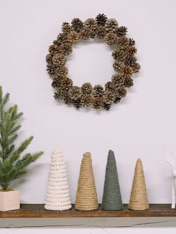 DIY Christmas Trees made with rope, jute, twine, and yarn.