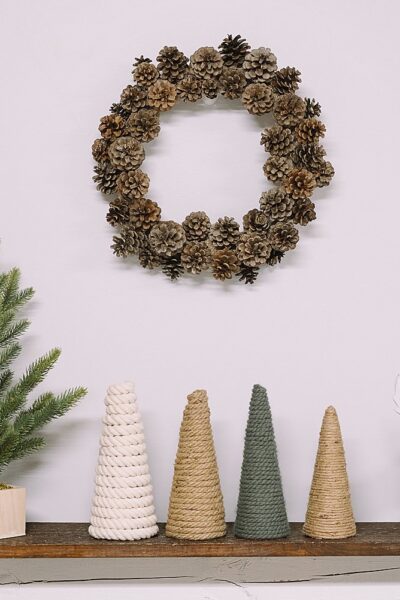 DIY Christmas Trees made with rope, jute, twine, and yarn.