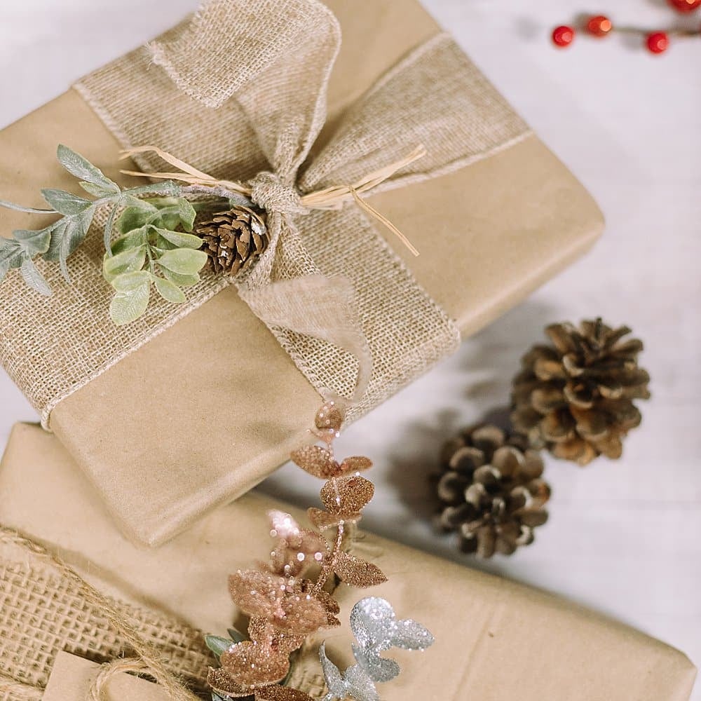 Gift wrapping concept with various paper colors, scissors, tape