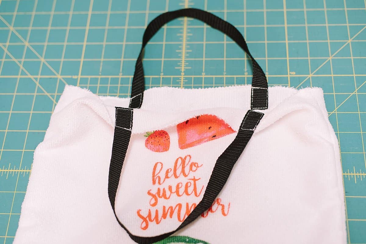 sew the nylon straps onto your DIY tote bag
