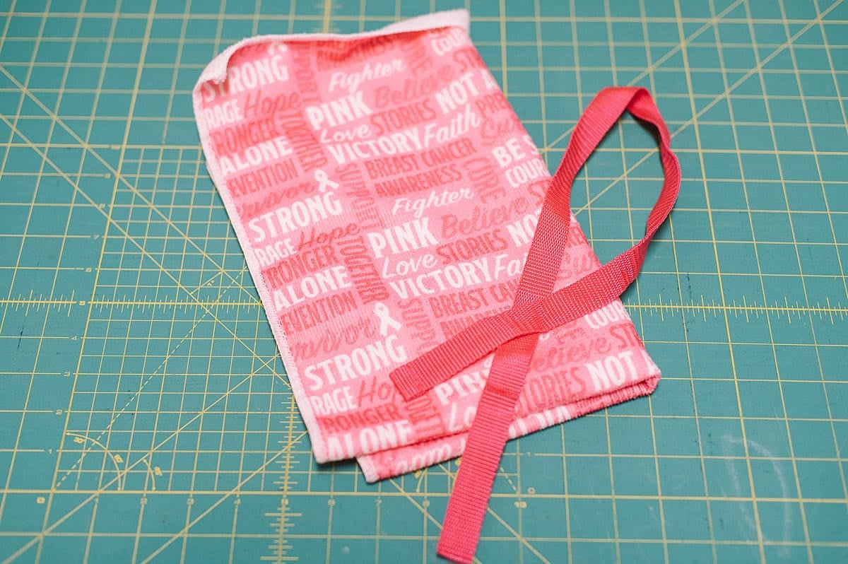 supplies needed to make a Breast Cancer Hand Towel tote bag