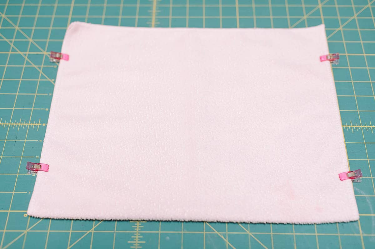 breast cancer hand towel turning into a DIY tote bag