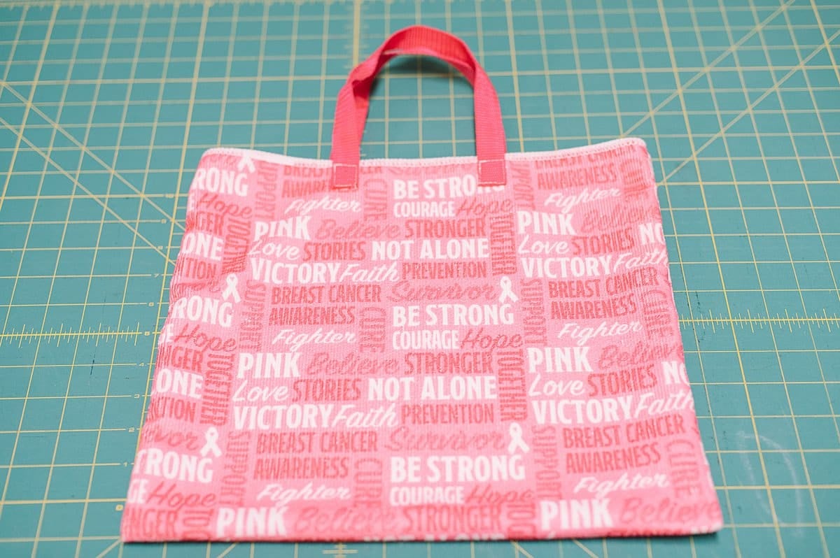 DIY breast cancer tote bag from a hand towel