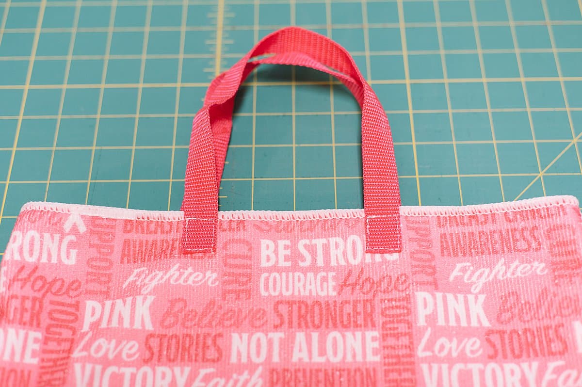 DIY breast cancer tote bag from a hand towel