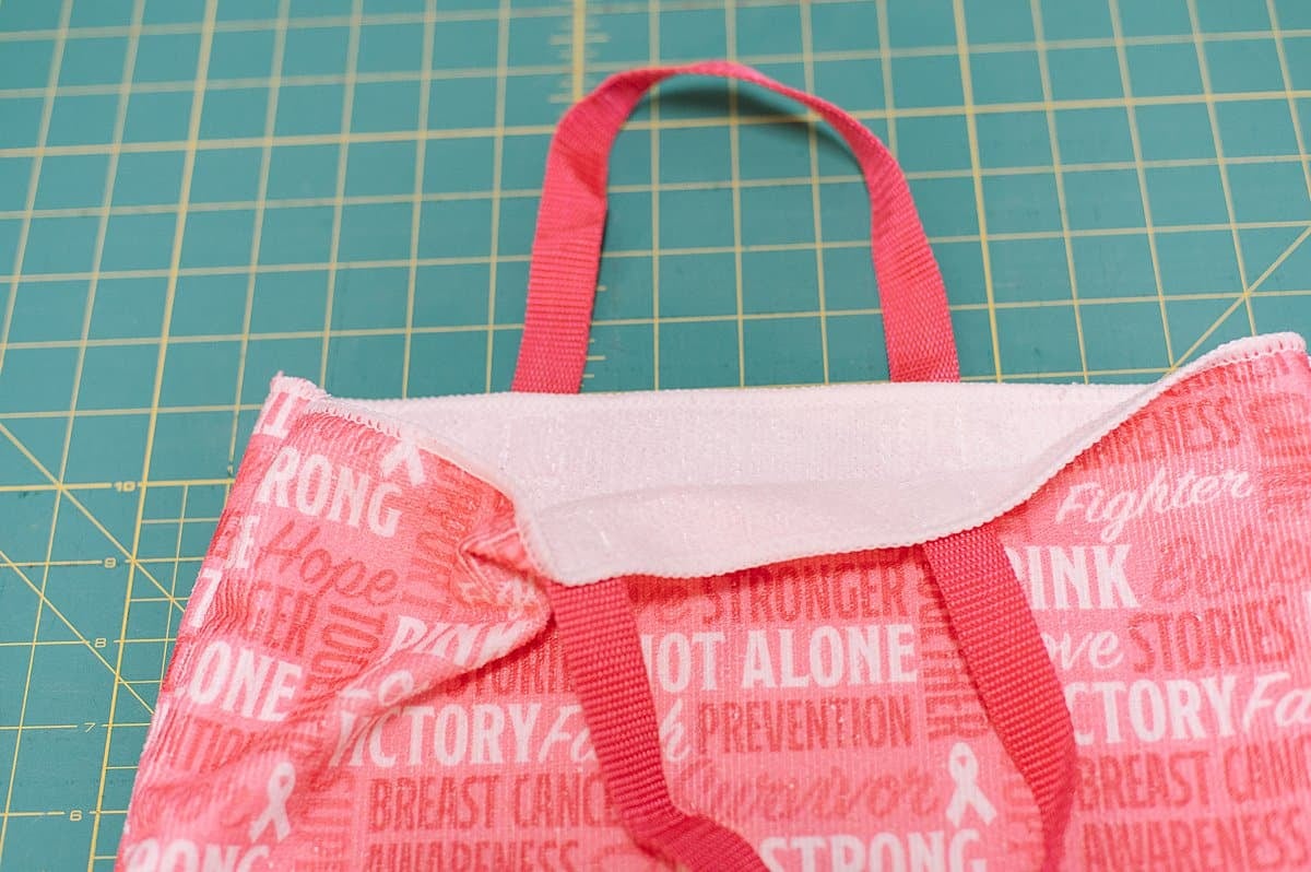 DIY breast cancer tote bag from a hand towel