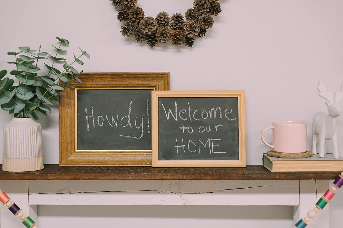 DIY chalkboard sign made with picture frames