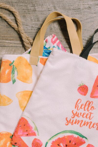 DIY Tote Bags made with Fun Hand Towels from the Dollar Tree
