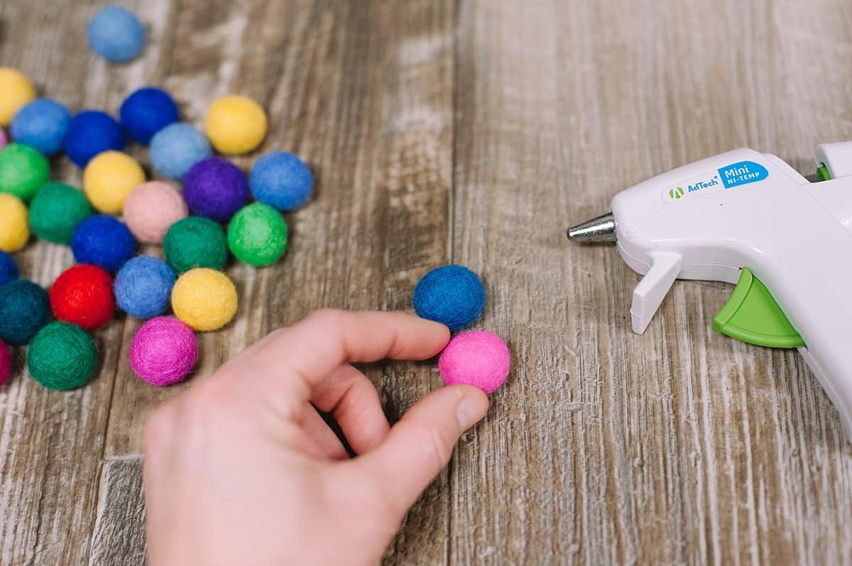 hot glue felt balls together