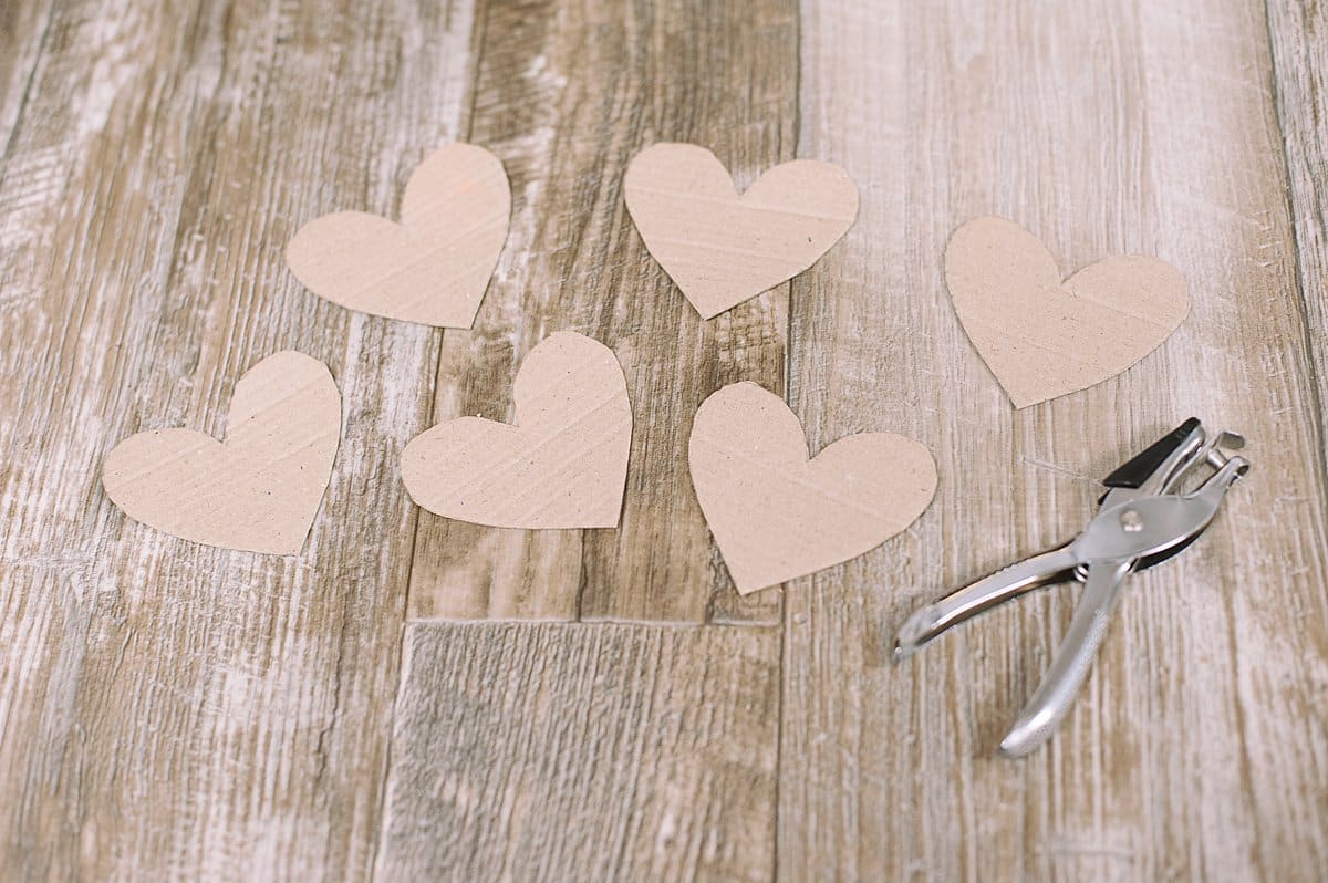 cut out cardboard heart shapes