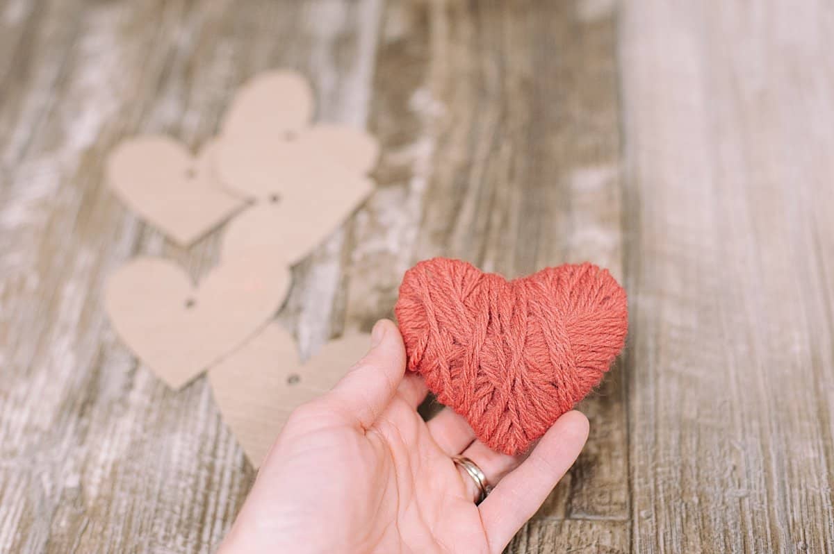 A yarn wrapped heart.