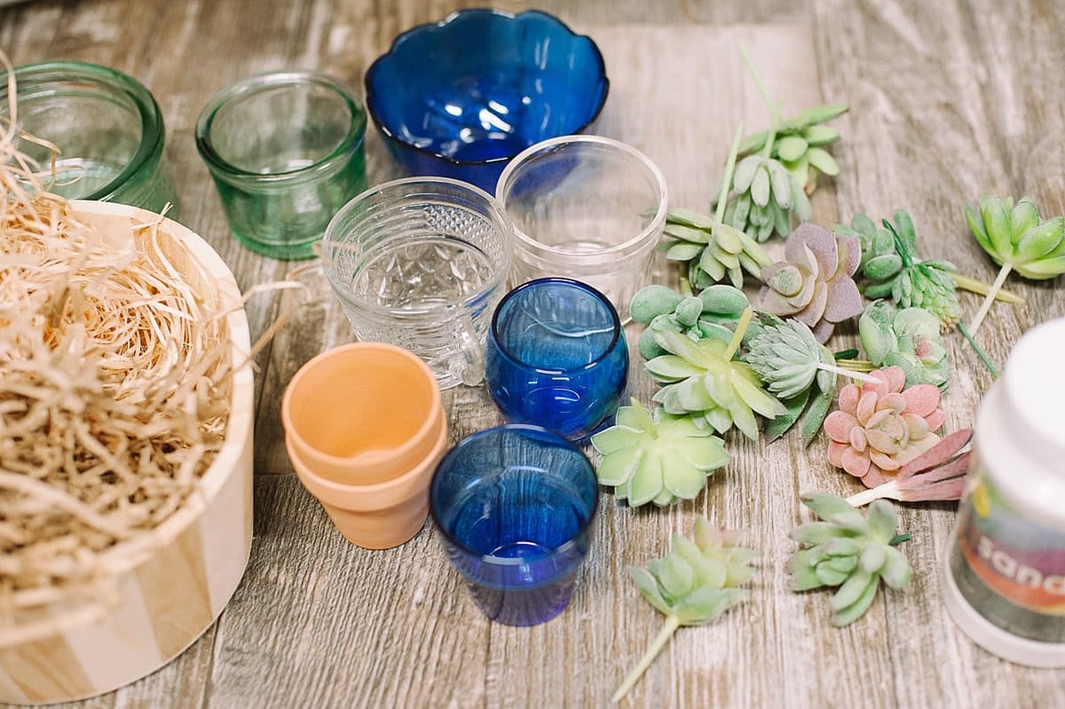 gather supplies to make DIY succulent planters