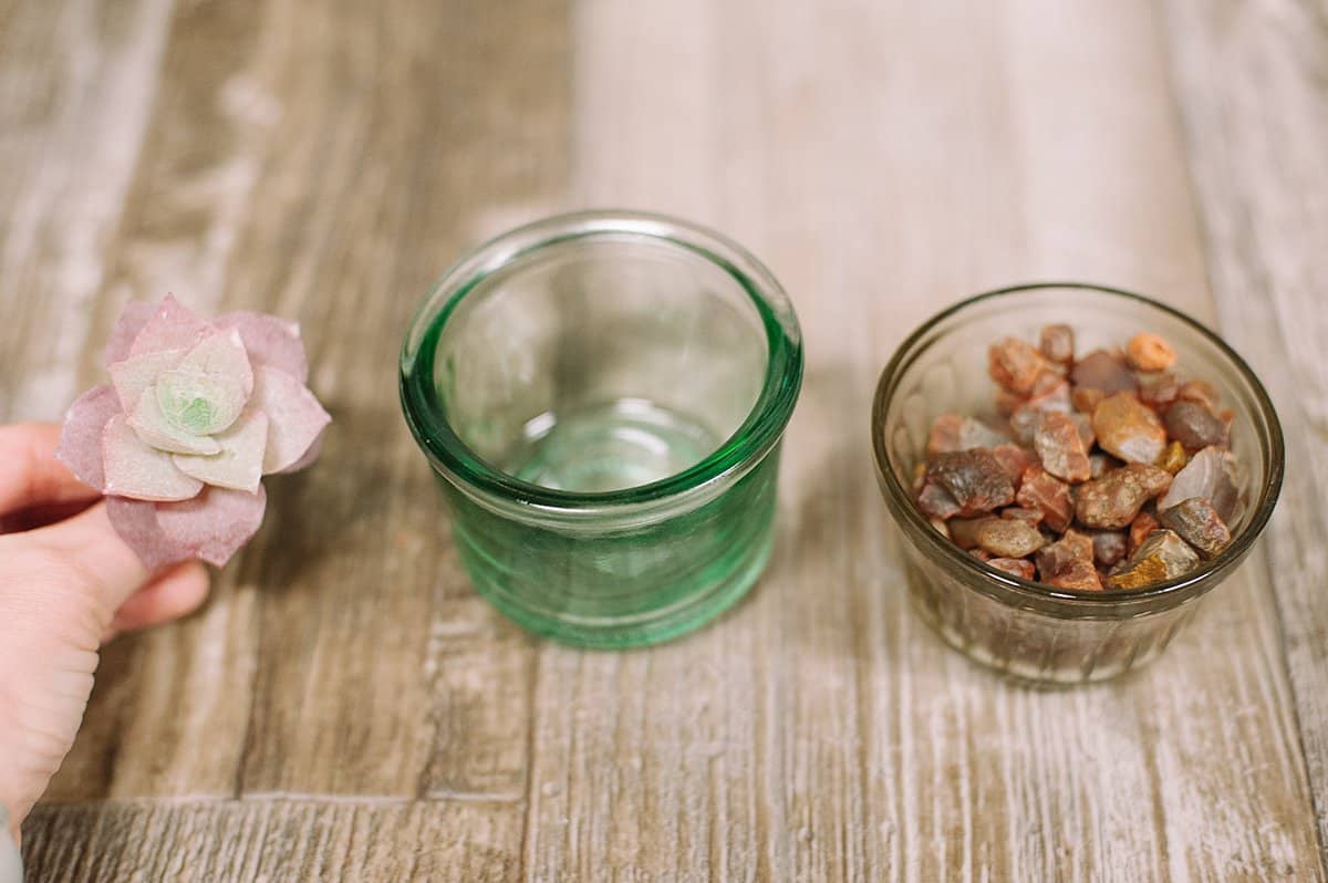 add small agates or other rocks to the bottom of a jar