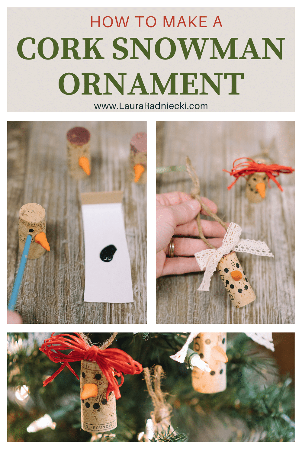 How to Make a Cork Snowman Ornament for Christmas