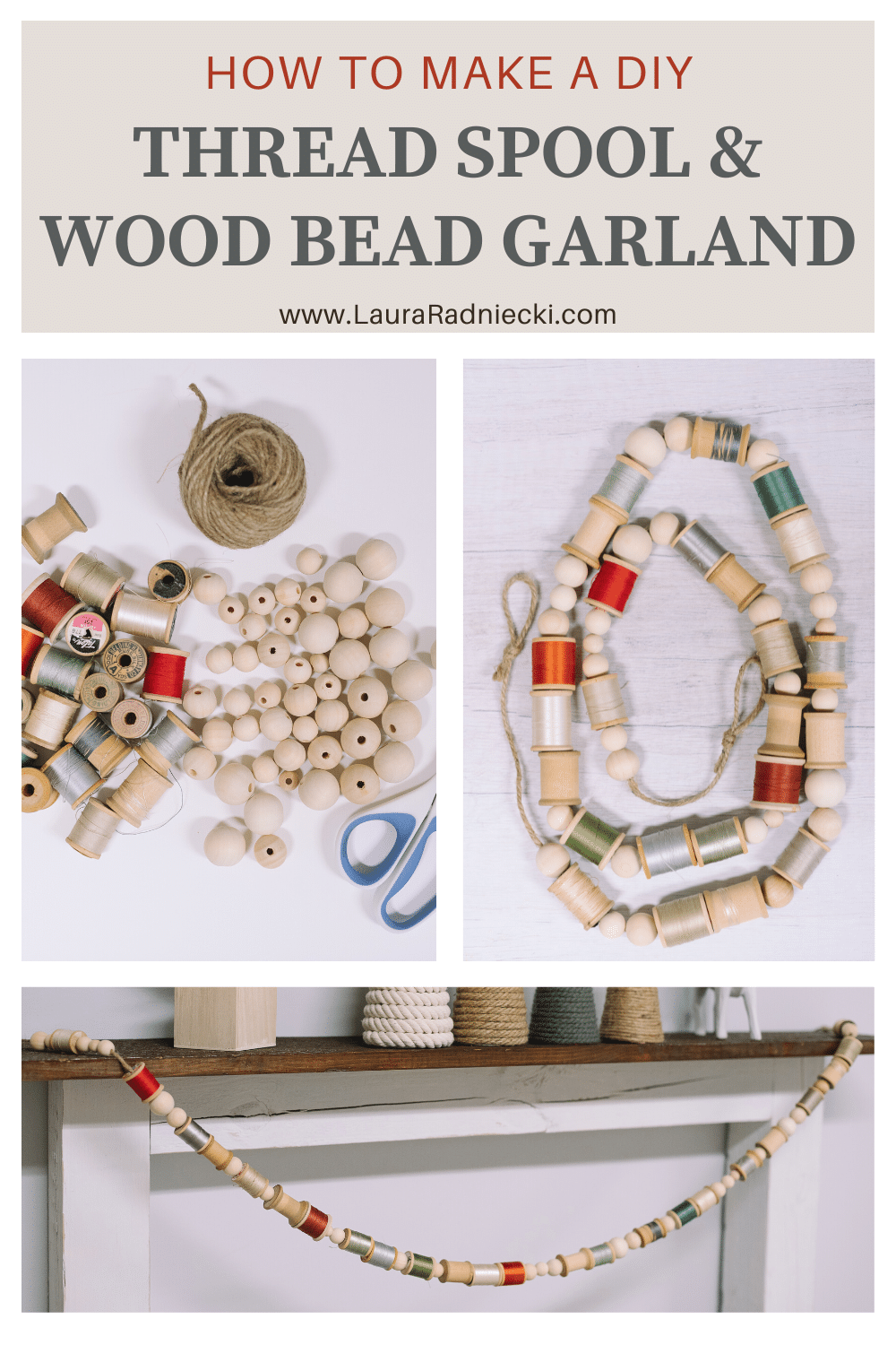 How to Make a DIY Thread Spool and Wood Bead Garland for Christmas