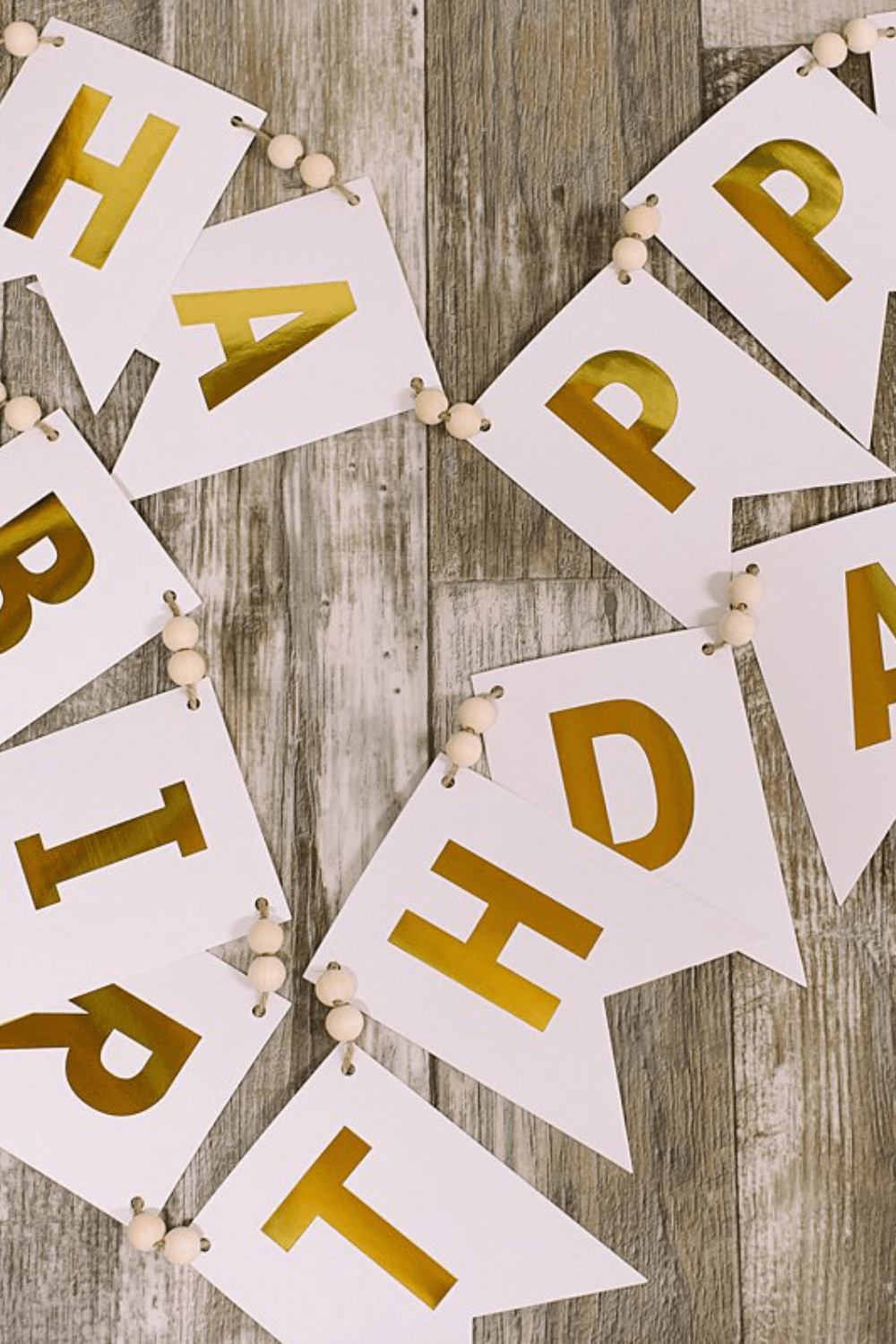 DIY Happy Birthday Banner with Twine and Wood Beads