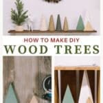 Learn how to make DIY wood trees for Christmas with wood boards and spray paint. These wooden Christmas trees are a simple, rustic, humble holiday decor idea, perfect for your mantel.