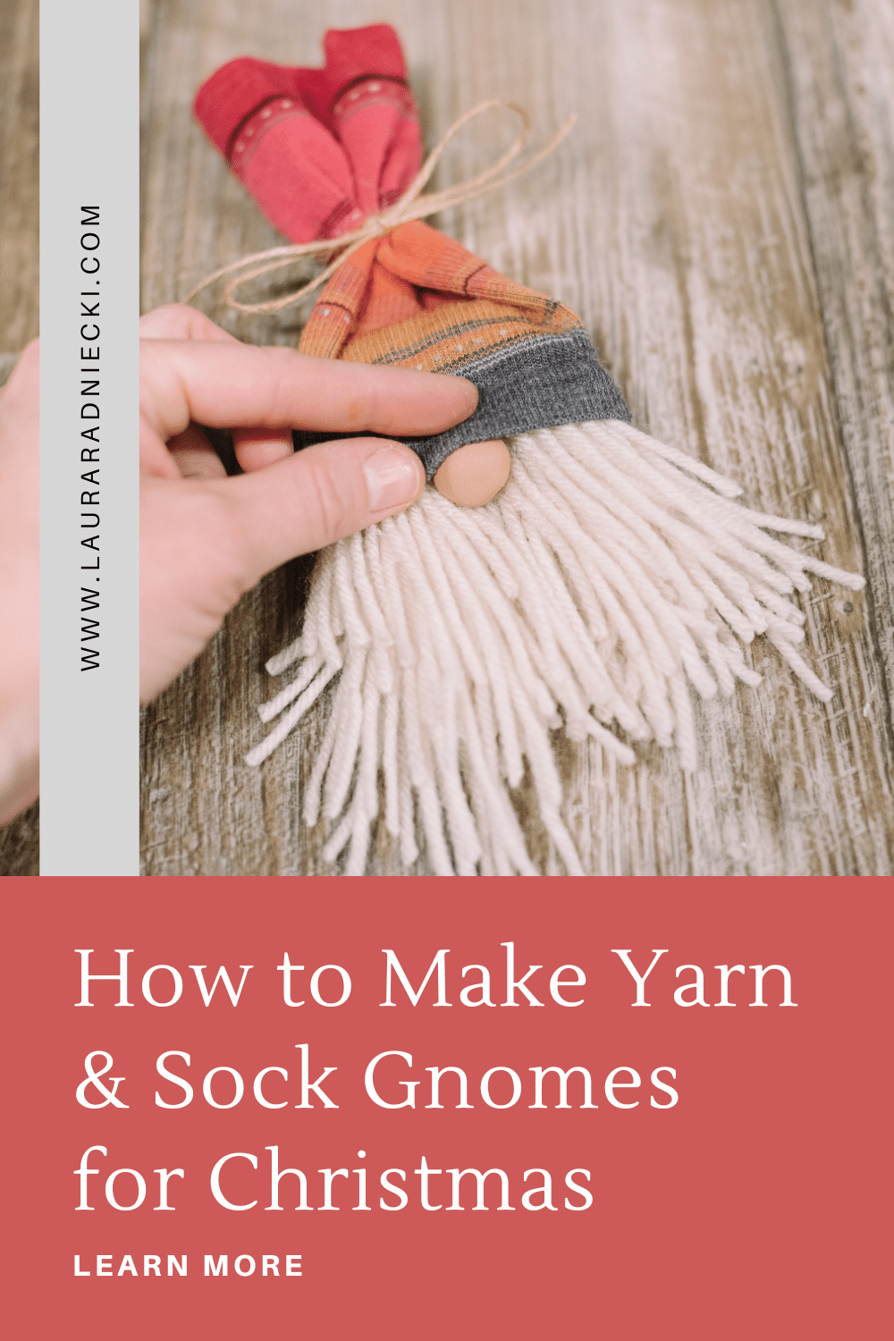 How to Make a Yarn and Sock Gnome for Christmas Decor.