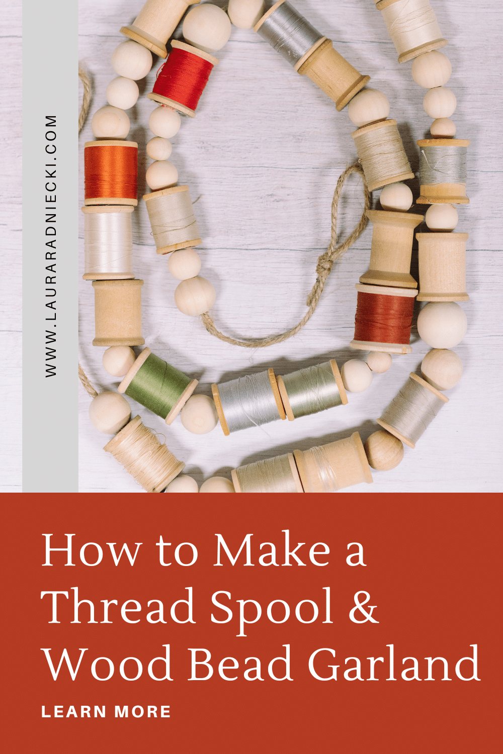 DIY Thread Spool and Wood Bead Garland for Christmas