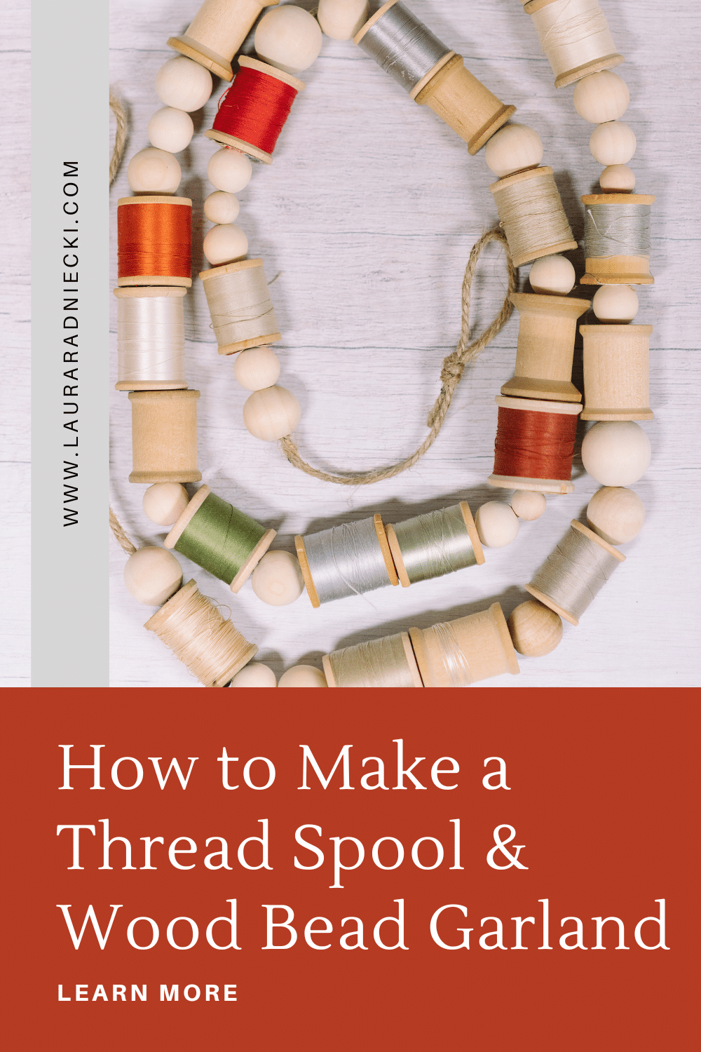 How to Make a DIY Thread Spool and Wood Bead Garland for Christmas