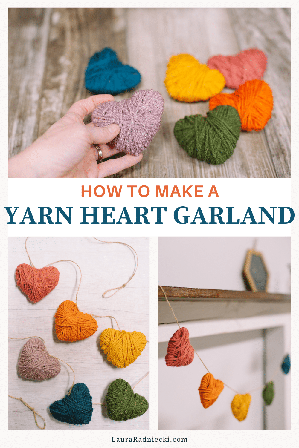How to Make a Yarn Wrapped Heart Garland
