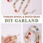 How to make a garland out of thread spools and wooden beads for Christmas.