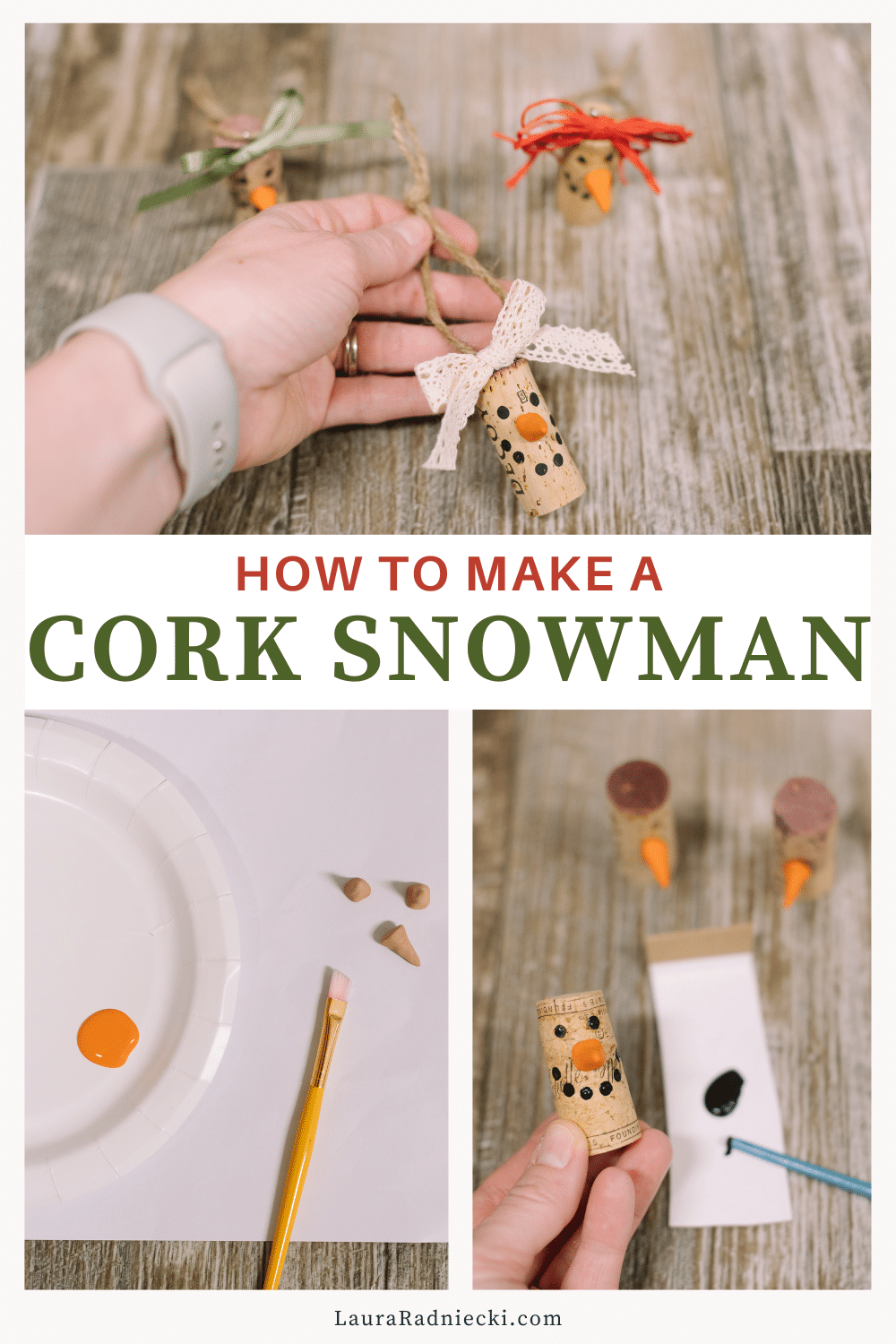 How to Make a Cork Snowman Ornament