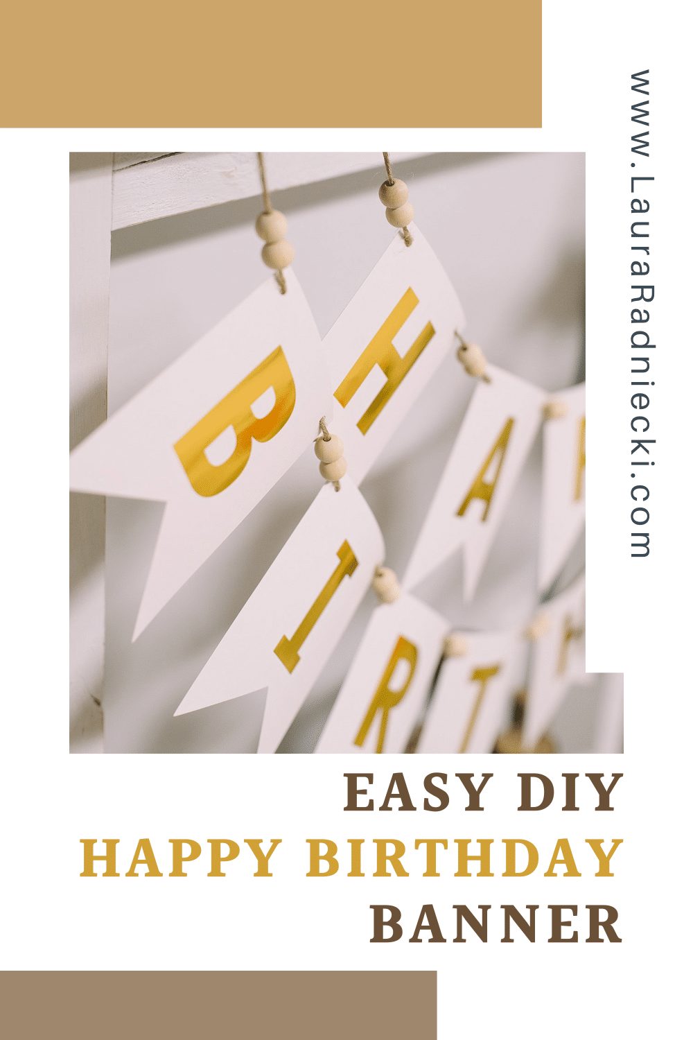 DIY Happy Birthday Banner with Twine and Wood Beads