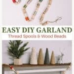 How to make a garland out of thread spools and wooden beads for Christmas.