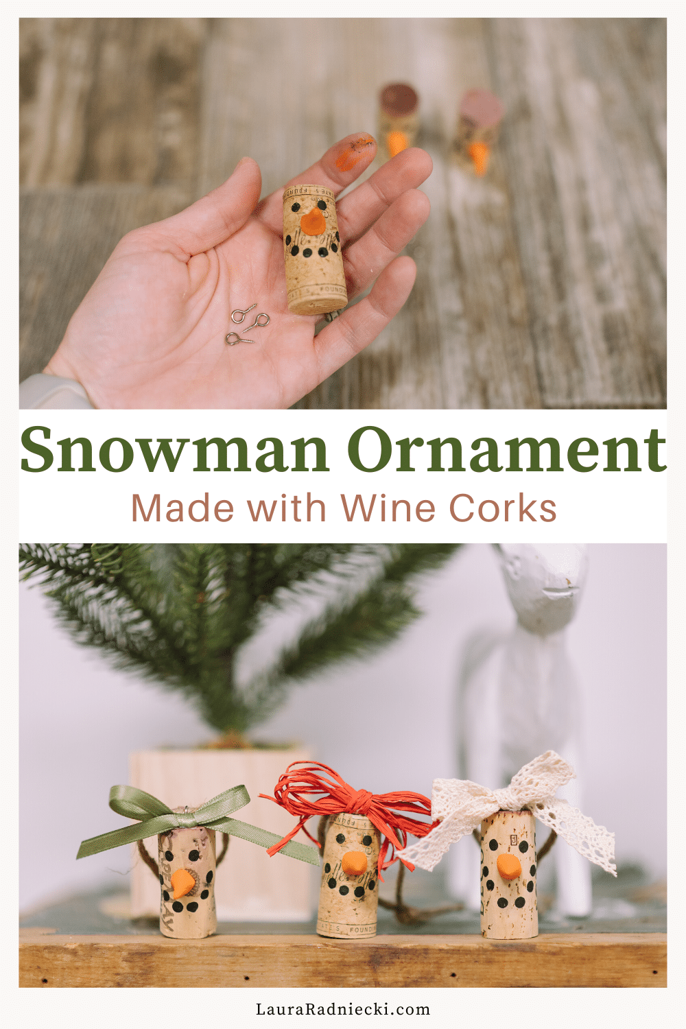 How to Make a Cork Snowman Ornament