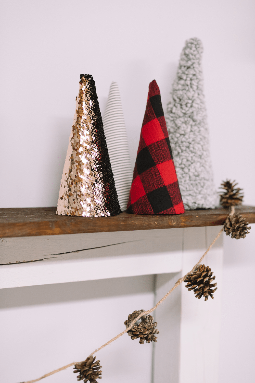 DIY Christmas Trees with Paper Cones and Fabric