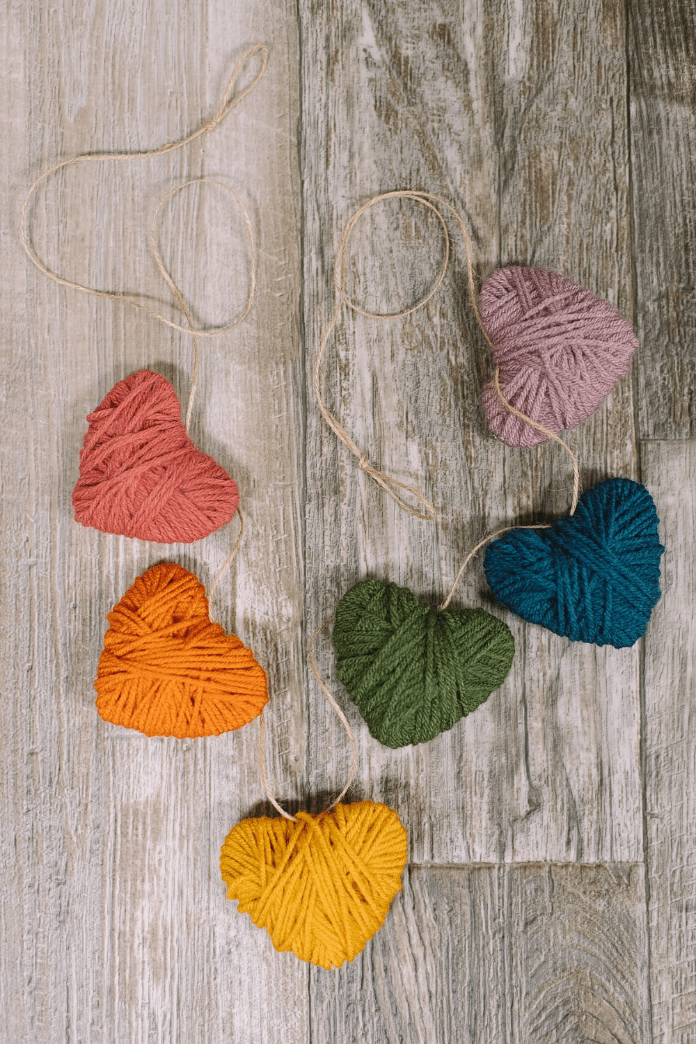 How to Make a Yarn Wrapped Heart Garland