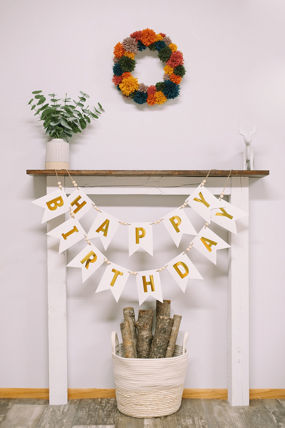 DIY Happy Birthday Banner with Twine and Wood Beads