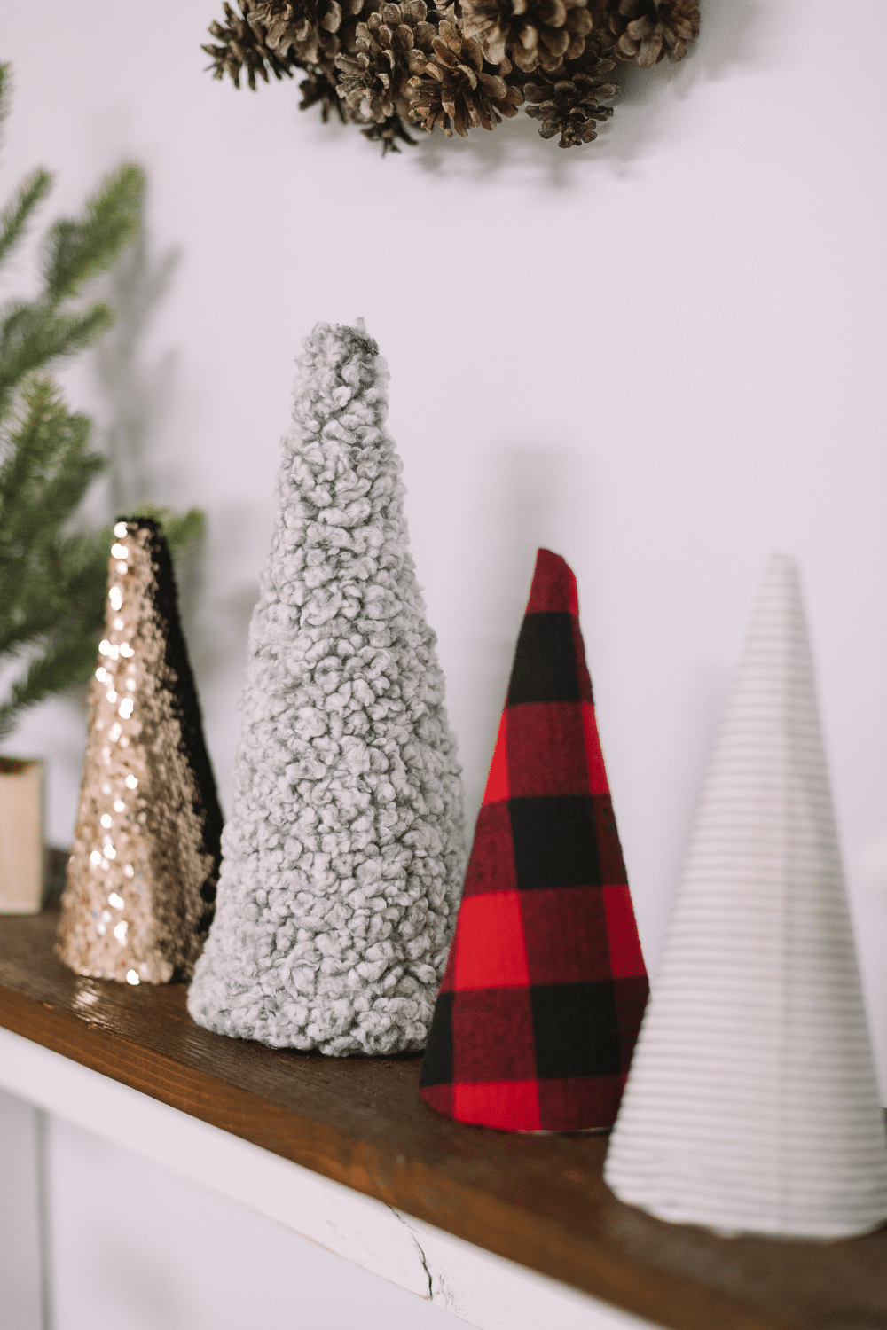 DIY Christmas Trees with Paper Cones and Fabric for the Holidays