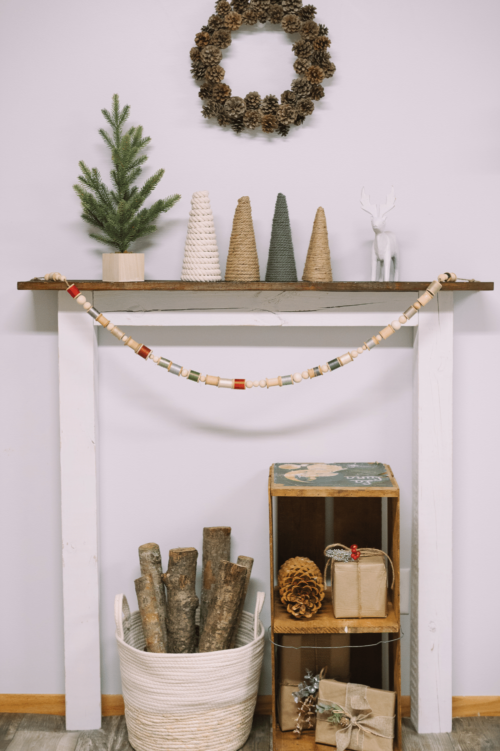 DIY Thread Spool and Wood Bead Garland for Christmas