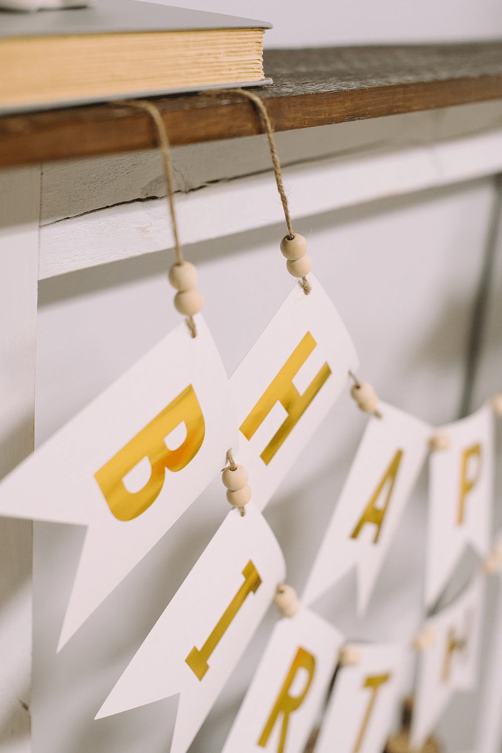 DIY Happy Birthday Banner with Twine and Wood Beads