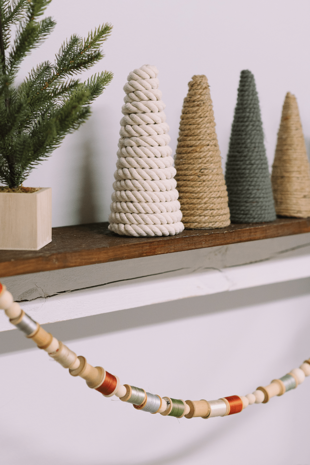 DIY Thread Spool and Wood Bead Garland for Christmas