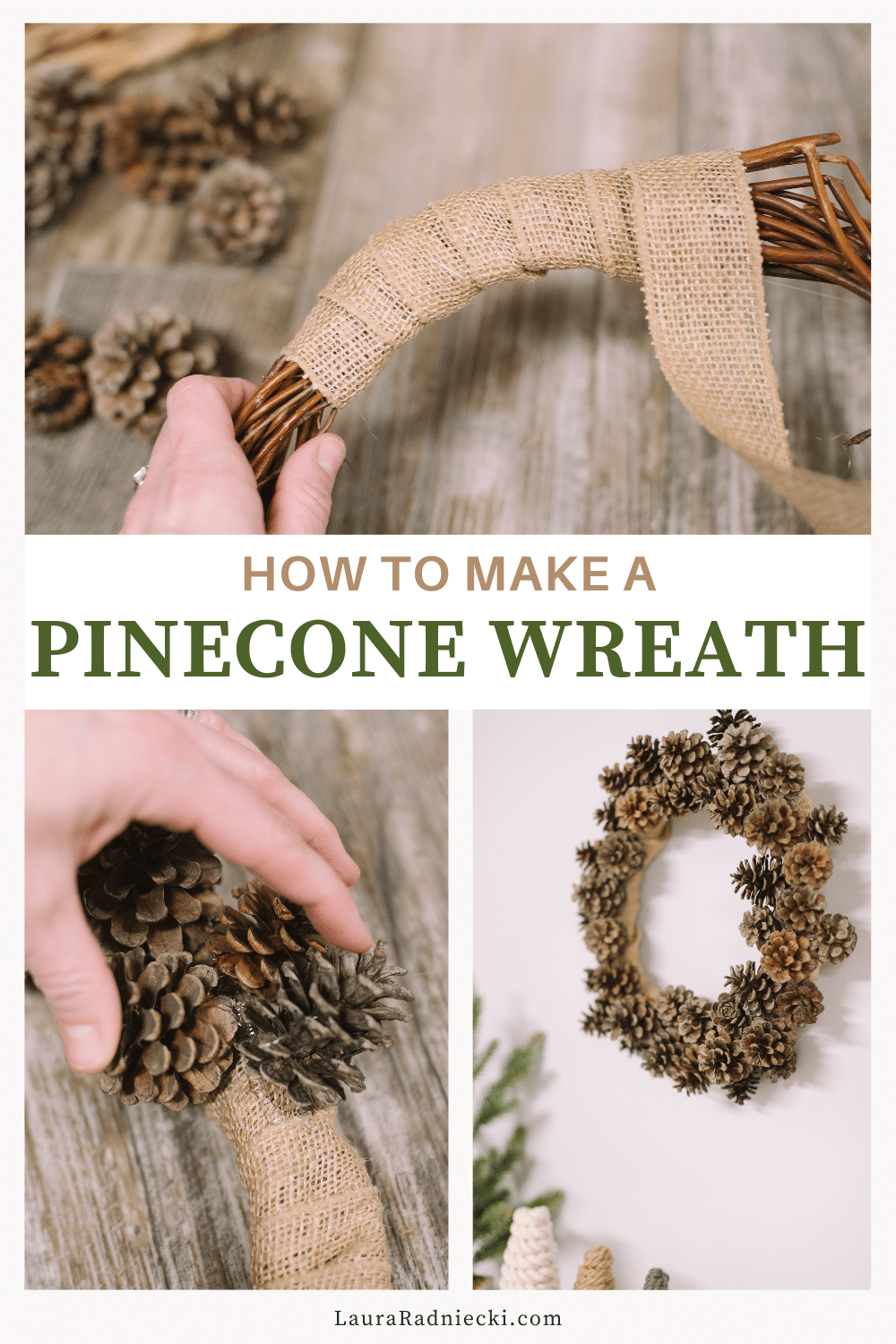 How to Make a Pinecone Wreath for Christmas | Winter Decor