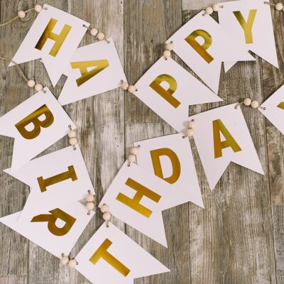 DIY Happy Birthday Banner with Twine and Wood Beads