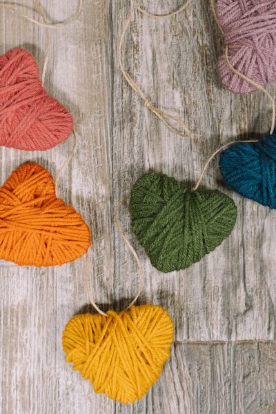 How to Make a Yarn Wrapped Heart Garland