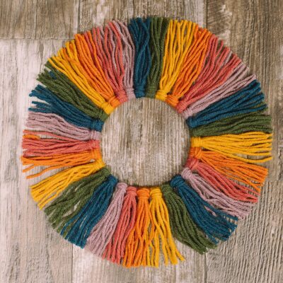 How to Make a Wreath with Rainbow Yarn