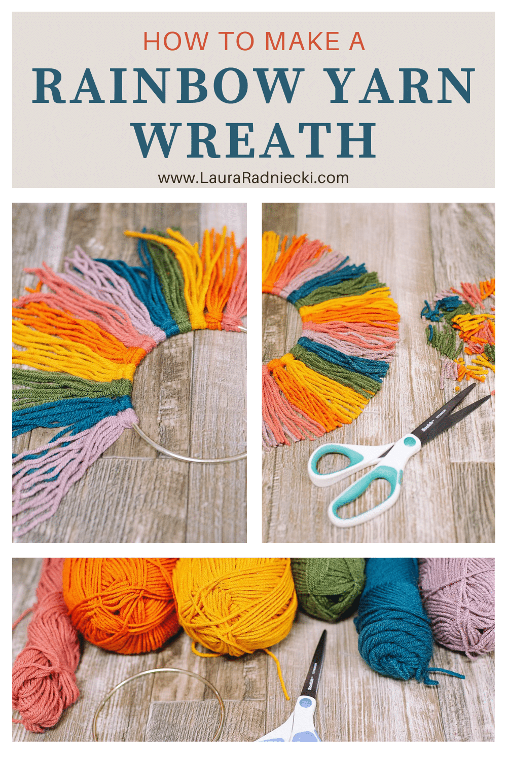 How to Make a Wreath with Rainbow Yarn