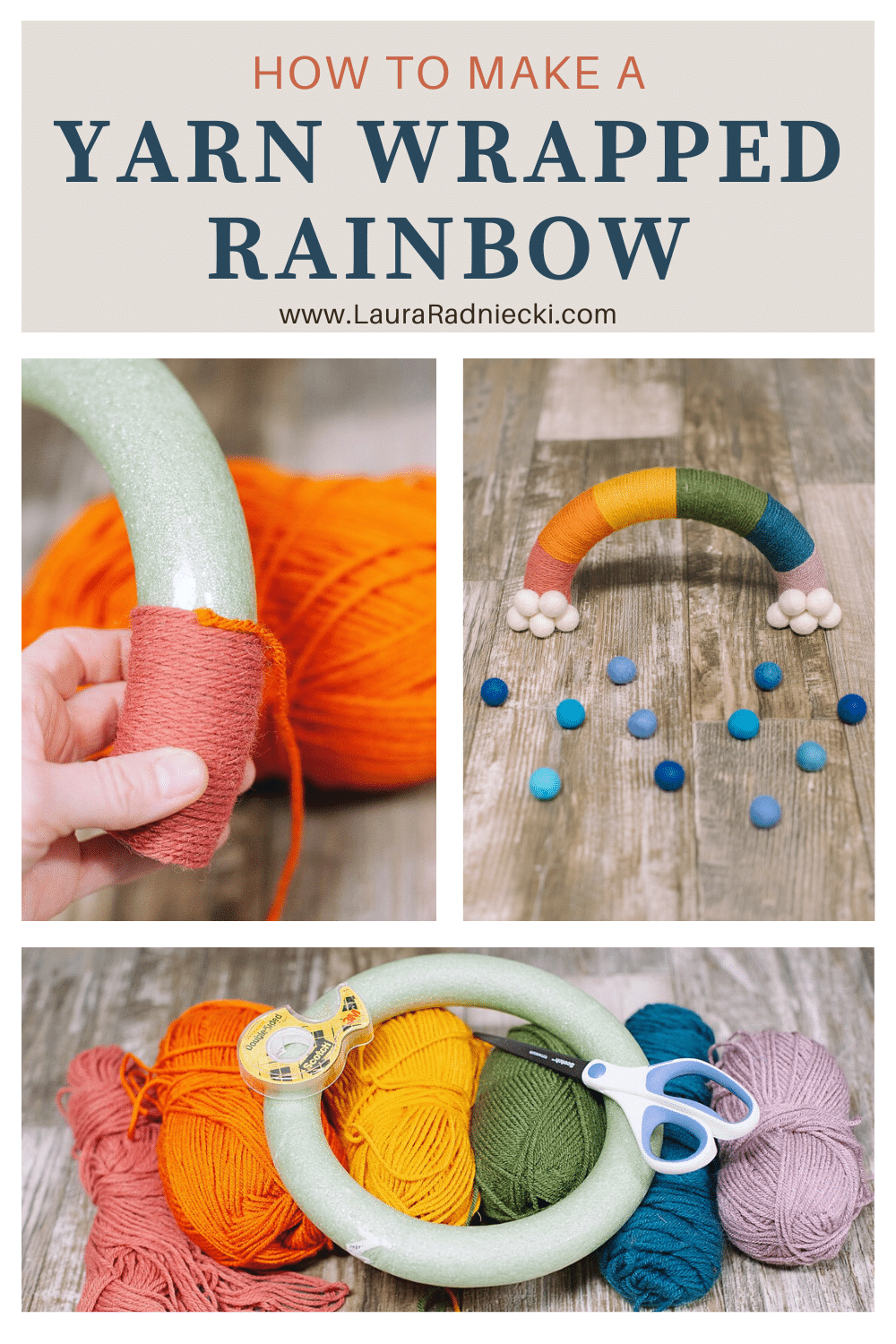 How to Make a Yarn Wrapped Rainbow